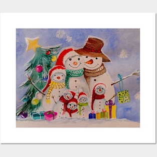 Snowman family 1 Posters and Art